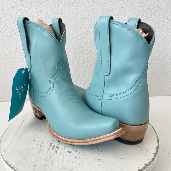 Lane EMMA JANE Womens Cowboy Bootie 8 Turquoise Blue Cowgirl Western Short Boots